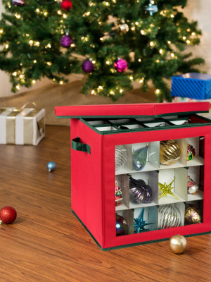 Honey-can-do Holiday Ornament Storage Red Cube