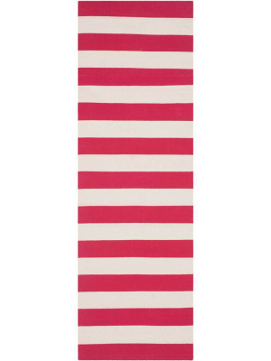 Montauk Stripe Red/ivory Runner Rug