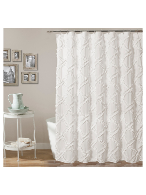 Ruffle Diamond Shower Curtain - Lush Décor