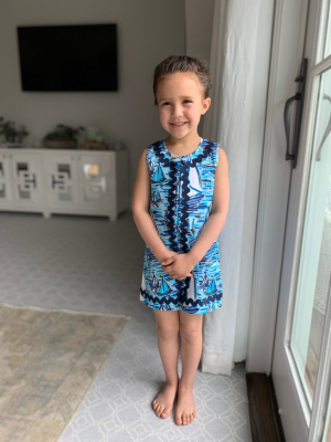 Kids Boat Print Sleeveless Dress