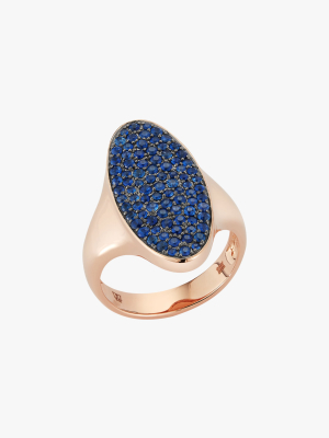 Blue Sapphire Oval Signet Ring