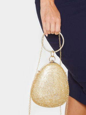 Gold Diamante Oval Bag