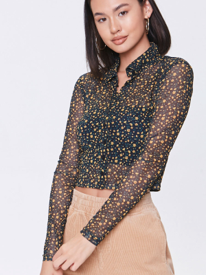 Floral Print Semi-sheer Shirt