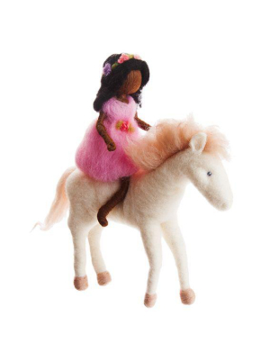 The Girl And Horse Felted Mobile · Brown