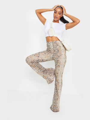 Snake Print Flared Leg Pants