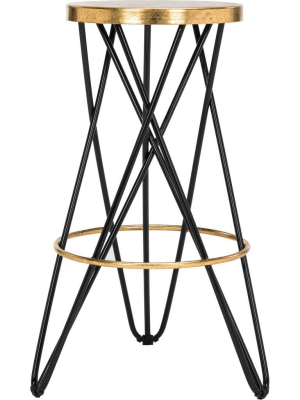 Lorenzo Gold Leaf Bar Stool Black