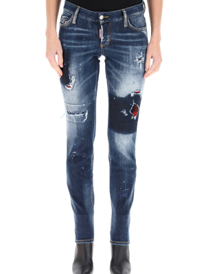 Dsquared2 Checked Ripped Jennifer Jeans