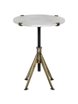 Noir Edith Small Adjustable Side Table - Antique Brass