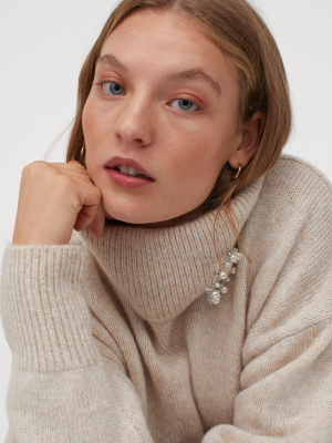 Turtleneck Sweater With Brooch