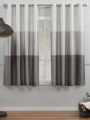 Set Of 2 Chateau Striped Faux Silk Light Filtering Grommet Top Window Curtain Panels - Exclusive Home