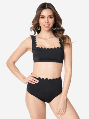 Kingdom & State Black Scalloped Swim Bottoms