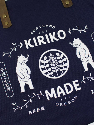 Kiriko Bear Small Canvas Tote, Navy