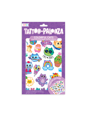 Tattoo-palooza Temporary Tattoos - Colorful Cats - 3 Sheets