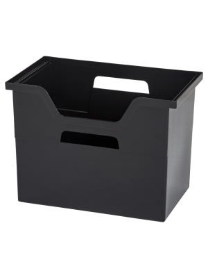 Iris 4pk Large Desktop File Storage Box Black