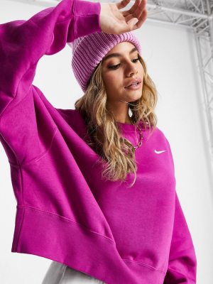 Nike Mini Swoosh Oversized Cropped Sweatshirt In Purple