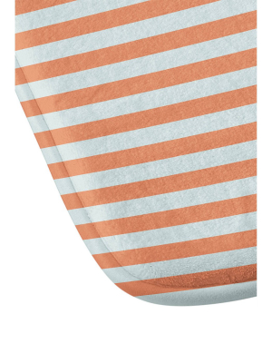 June Journal Beach Striped Memory Foam Bath Mat Blue/orange - Deny Designs