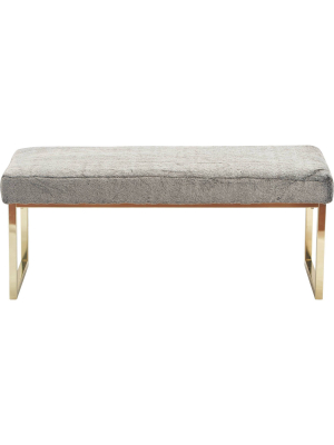 Giselle Chic Gold Bench Brown Faux Fur And Gold - Adore Decor