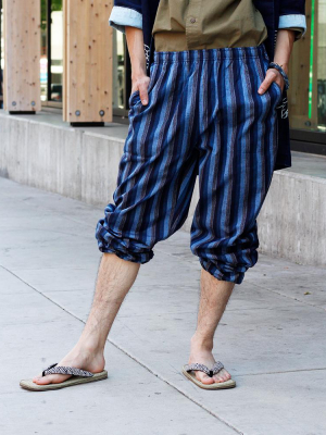 Men's Monpe Pants, Multi-color Blue Shima