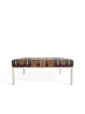 Aubergine Ewe Kente Modern Ottoman With White Legs