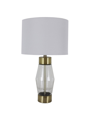 26.25" Glass And Metal Cadance Convex Table Lamp (includes Led Light Bulb) Antique Brass - Decor Therapy