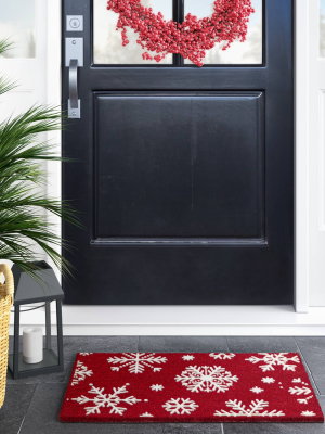 Snowflake With Flocking Doormat - Threshold™