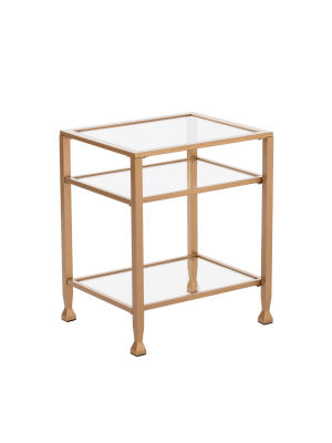 Jamel Metal/glass End Table Gold - Aiden Lane