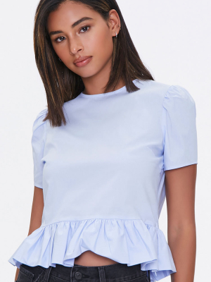 Poplin Flounce-hem Top