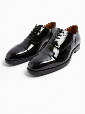 Black Patent Real Leather Pisa Toecap Shoes