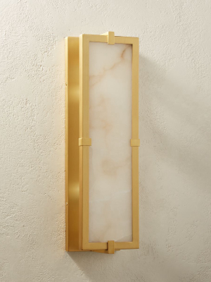 Alabaster Single Plate Brass Sconce