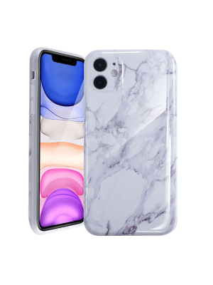 Glossy Marble Case For Iphone 11 6.1 Inch (2019), Soft Flexible Slim Tpu Gel Rubber Smooth Cover, Shockproof And Anti-scratch, White Marble By Insten