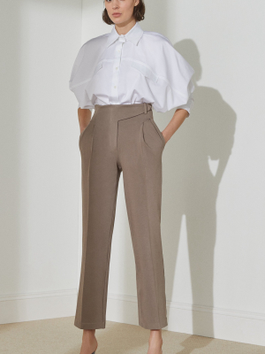 Casey Cotton-blend High-rise Pleated Pants