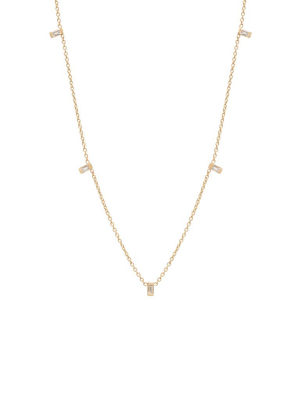 14k Vertical Baguette Station Necklace