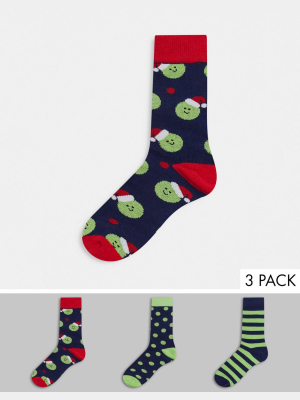 Loungeable 3-pack Sprout Printed Socks In A Gift Box