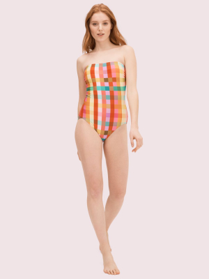 Garden Plaid Classic Bandeau One-piece