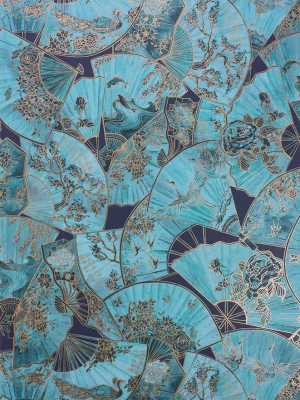 Sample Fanfare Wallpaper In Turquoise From The Belvoir Collection By Matthew Williamson