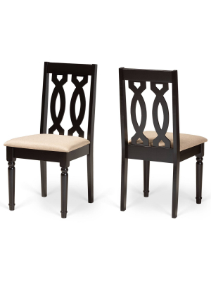 Set Of 2 Cherese Dining Chairs Sand/dark Brown - Baxton Studio