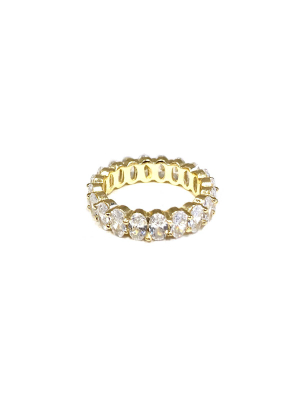 Sterling Oval Crystal Ring