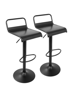 Set Of 2 Emery Industrial Contemporary Barstool - Black - Lumisource