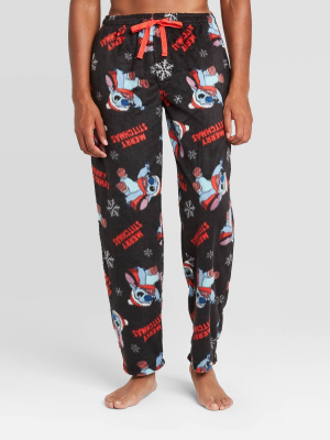 Men's Lilo & Stitch Christmas Minky Pajama Pants - Black