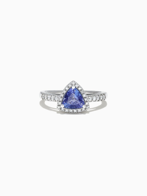 Effy 14k White Gold Trillion Tanzanite And Diamond Ring, 0.96 Tcw