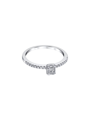 Solitaire Baguette Diamond Ring - White Gold