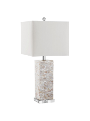 26" Homer Shell Table Lamp Cream (includes Cfl Light Bulb) - Safavieh