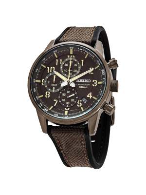 Seiko Chronograph Quartz Brown Dial Men's Watch Ssb371