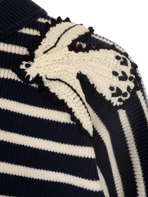 Alexander Mcqueen Crochet Patch Striped Knit Jumper