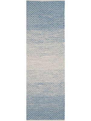 Montauk Blue/ivory Runner Rug