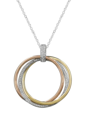 Effy Trio 14k Tri-color Gold Diamond Circles Pendant, 0.30 Tcw