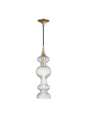 Pomfret 1 Light Pendant With Clear Glass Aged Brass