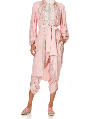 High Low Midi Shirt Dress Luxe Pink