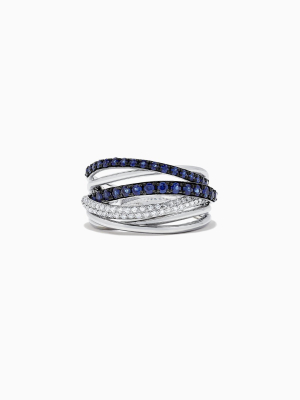 Effy Royale Bleu 14k White Gold Blue Sapphire & Diamond Ring, 0.91 Tcw