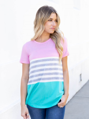 April Top - Pink / Teal